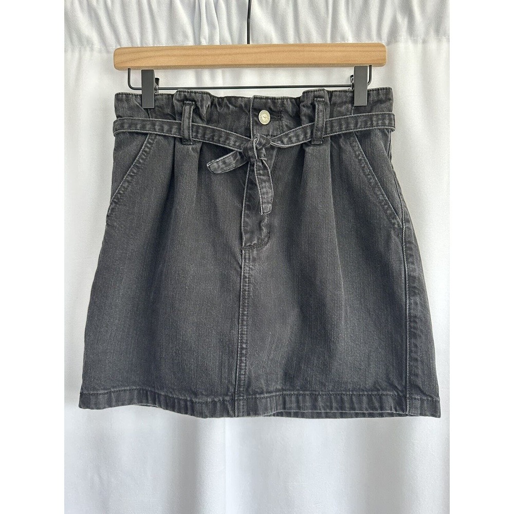 Hollister Ultra High Rise Black Denim Skirt with Belt Size Womens 5